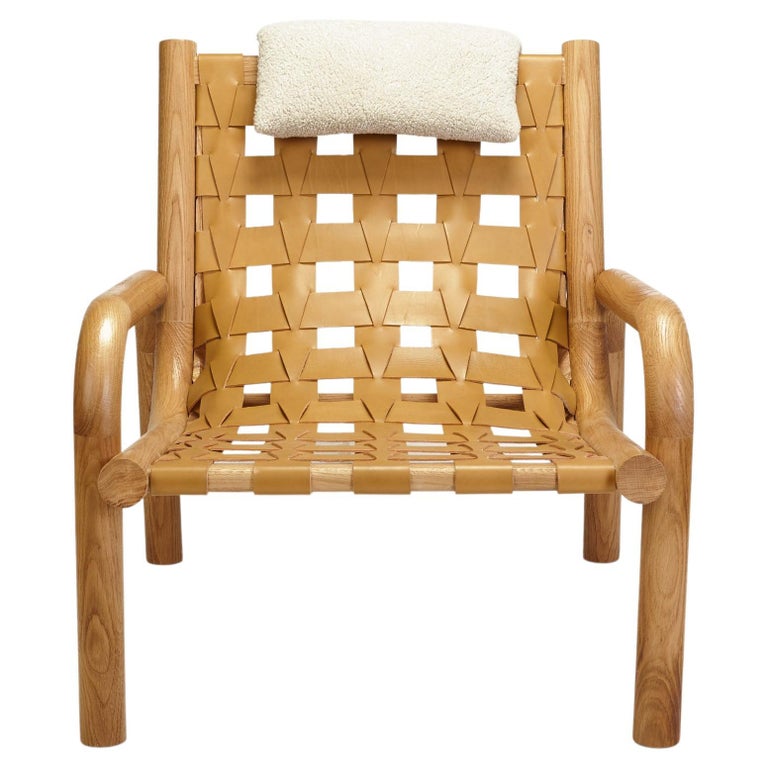 Ginga Leather Armchair Natural Solid Oak | Modern Furniture + Decor