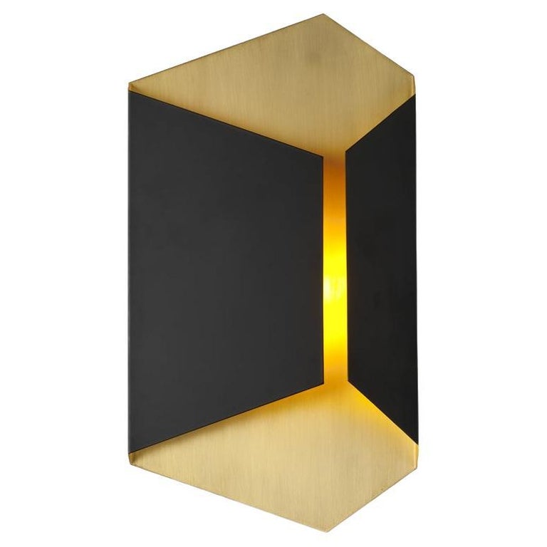 21st Century Origami Sconce Brushed Brass and Matt black lacquered | Modern Furniture + Decor