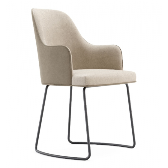 Domkapa Anna Chair with Armrests & Metal Sled Baseboard - A Pair - Customisable